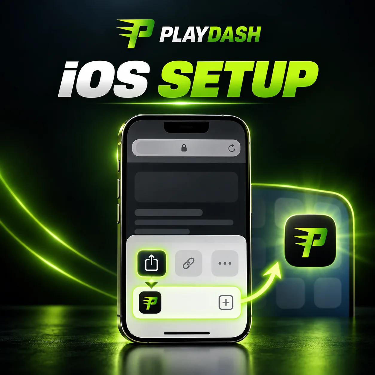 iPhone Safari share menu used to add the PlayDash shortcut to the home screen