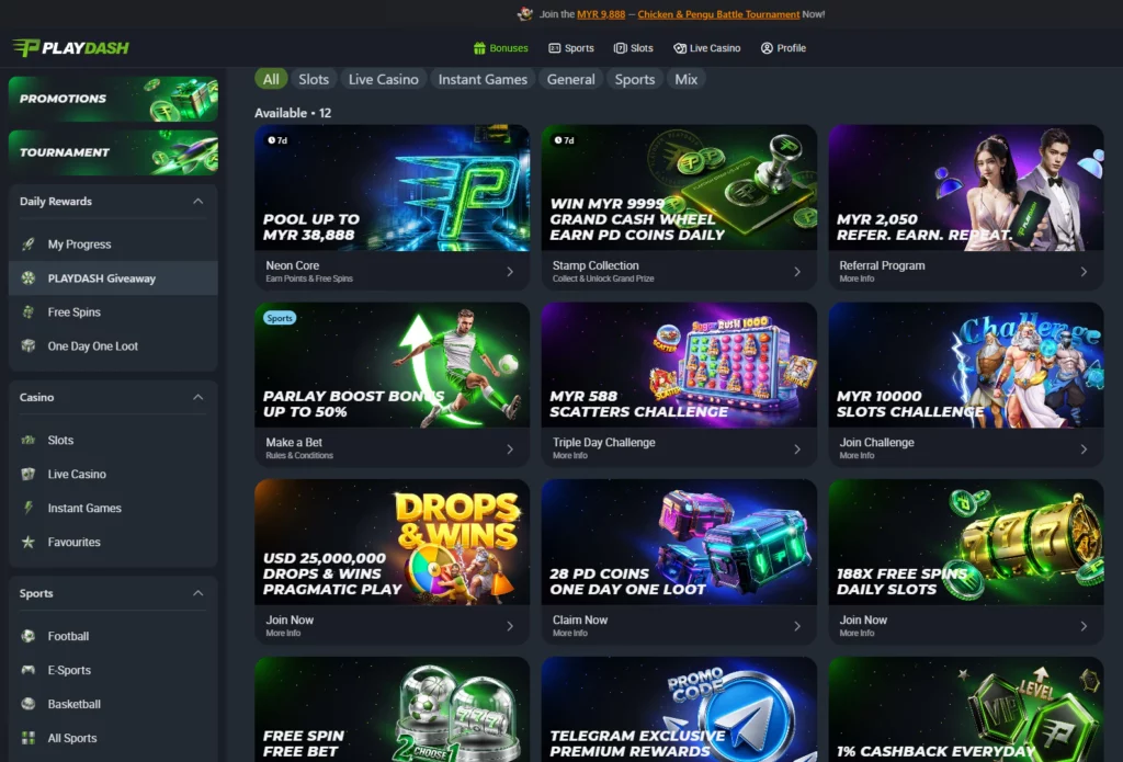 PlayDash all Bonuses