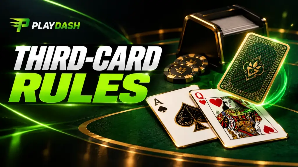 Playing cards and a highlighted extra card beside the title Third-Card Rules
