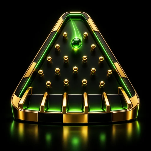 Thematic Plinko Pop icon with a ball, pegs and collection bins