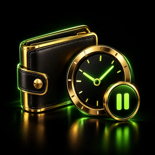 Wallet, clock and pause symbol representing gaming budget limits