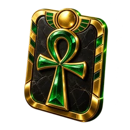 Gold-framed Egyptian glyph tablet with emerald details inspired by Glyph of Gods.
